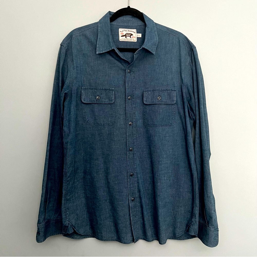 Guideboat Co. Beaver Brand Flat Tail Shirting Twill Blue Large